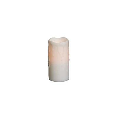 Melrose Set of 4 LED Lighted White Flameless Dripping Pillar Candles 6"