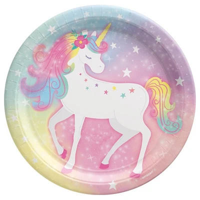 Enchanted Unicorn 9" Round Paper Luncheon Plates - 8ct