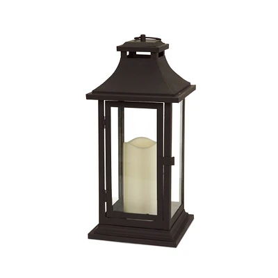 Melrose 14.75" Black Lantern with LED Flameless Pillar Candle 14.75"