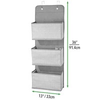 mDesign Fabric Over Door Hanging Storage Organizer - 3 Pockets
