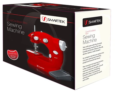 Smartek Mini Sewing Machine W/Foot Pedal-Red