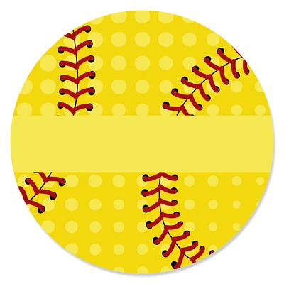 Big Dot of Happiness Grand Slam - Fastpitch Softball - Birthday Party or Baby Shower Circle Sticker Labels - 24 Count