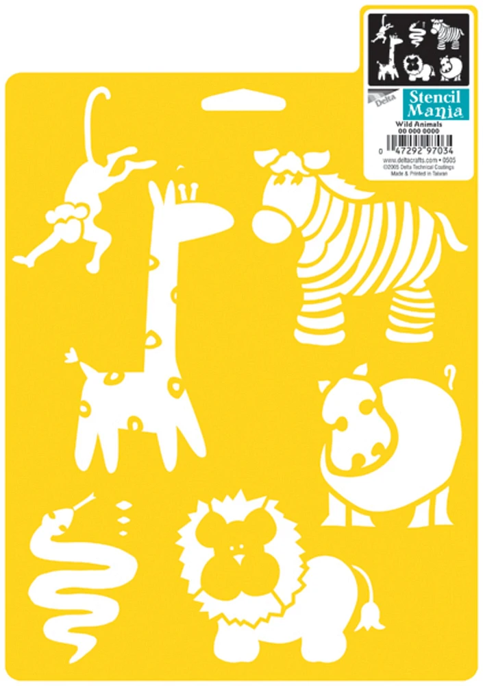 Delta Stencil Mania Stencil 7"X10"-Wild Animals