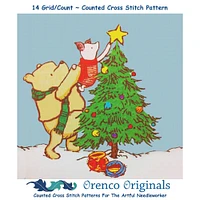 Pooh Bear Piglet Decorate the Christmas Tree Counted Cross Stitch Pattern