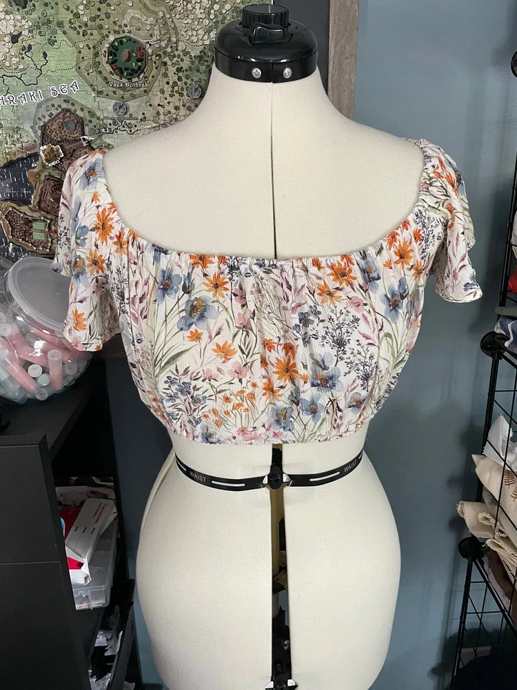 Boho Crop Top Short Sleeve, Off Shoulder Blouse, Floral Shirt