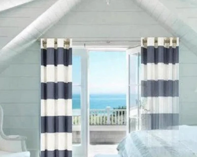 Drapery Loft Cabana black stripe custom made curtains any length drapes