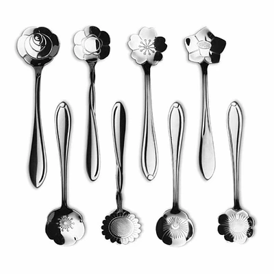 Stainless Steel Flower Coffee Spoon Set 8 packs