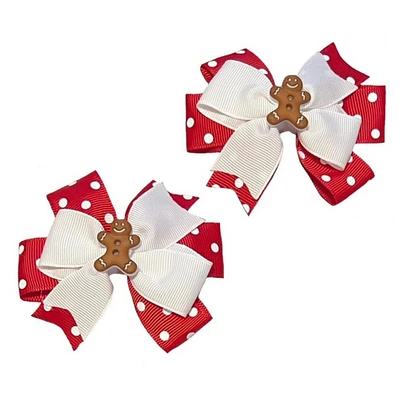 Gingerbread Man Toddler Hair Bow Set