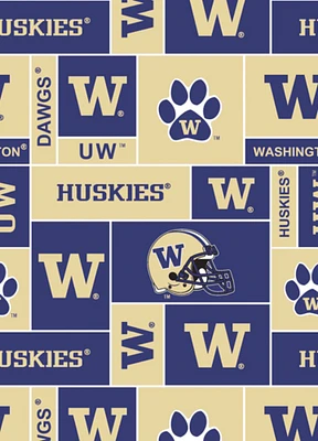 Sykel Enterprises-University of Washington Fleece Fabric-Washington Huskies Geometric Fleece Blanket Fabric-Sold by the yard