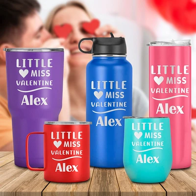 Little Miss Valentine Customized Tumbler, Gifts for Girlfriend Best Friend Sister, Daughter, Friendship Gifts, Relationship Gifts
