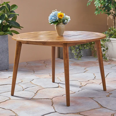 GDFStudio Nick Outdoor Acacia Wood Round Dining Table