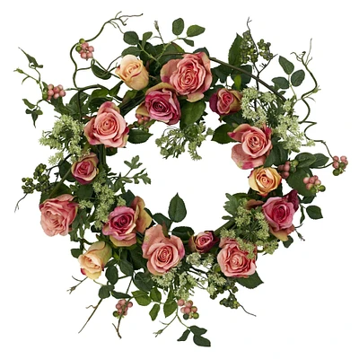 20" Rose Artificial Wreath