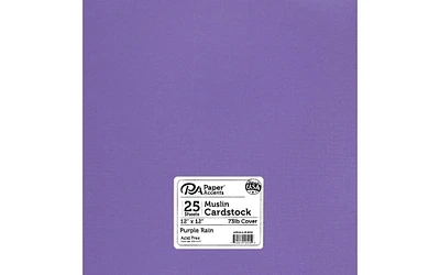 PA Paper Accents Textured Cardstock 12" x 12" Purple Rain, 73lb colored cardstock paper for card making, scrapbooking, printing, quilling and crafts, 25 piece pack