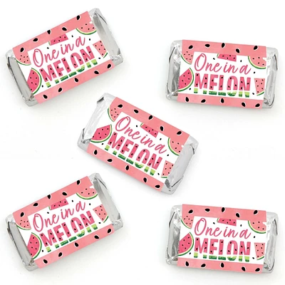 Big Dot of Happiness Sweet Watermelon - Mini Candy Bar Wrapper Stickers - Fruit Party Small Favors - 40 Count