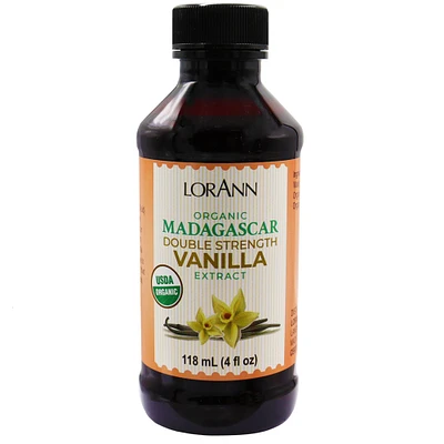 LorAnn Oils Organic Madagascar Double Strength Vanilla Extract, 4 ounce
