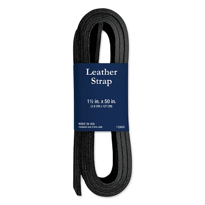Realeather Leather Strap - Black, 1-1/2" x 50"