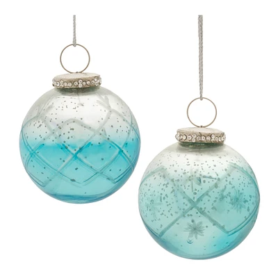 Melrose 6ct Ombre Blue Glass Christmas Ball Ornaments 3" (76mm)