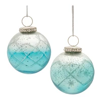 Melrose 6ct Ombre Blue Glass Christmas Ball Ornaments 3" (76mm)