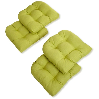 19-inch U-Shaped Spun Polyester Outdoor Tufted Dining Chair Cushions (Set of 4) - Lime