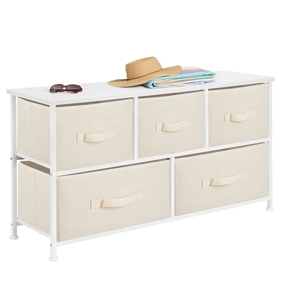 mDesign Wide Storage Dresser Furniture, 5 Removable Fabric Drawers