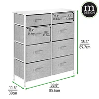 mDesign Tall Storage Dresser Furniture with 8 Slim Fabric Drawers