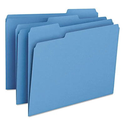 Smead Colored File Folders 1/3-Cut Tabs Letter Size Blue 100/Box