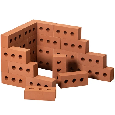 Construction Stacking Building Red Brick Block, Rectangle Foam Kids creative toy bric, 25 Pack