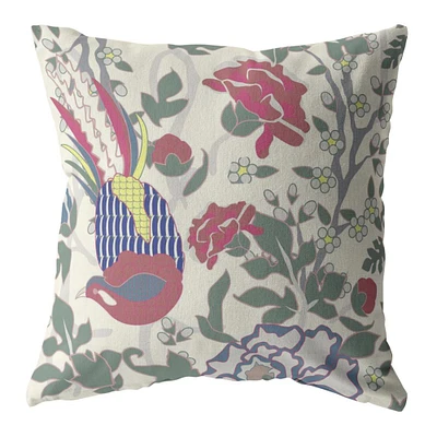 18 Pink Sage Peacock Indoor Outdoor Throw Pillow