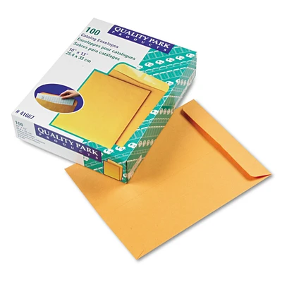 Quality Park Catalog Envelope 13 1/2 Cheese Blade Flap Gummed Closure 10 x 13 Brown Kraft 100/Box