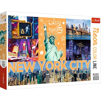 1000 Piece Jigsaw Puzzles, New York City Art, Puzzle of NYC with Neon, Puzzles of the USA, Adult Puzzles, Trefl 10579
