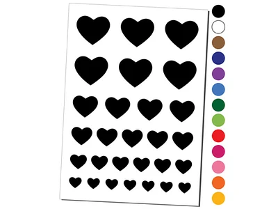 Heart Solid Temporary Tattoo Water Resistant Fake Body Art Set Collection