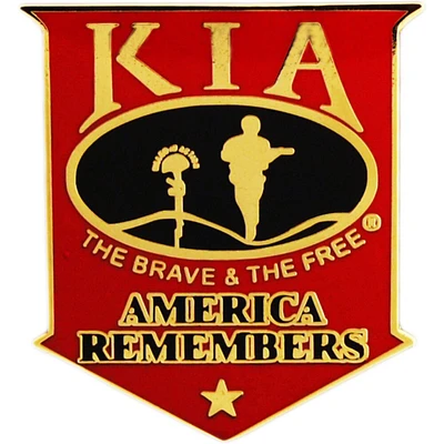 EagleEmblems P40222 Pin-Kia,America Remembers (Shield) Red/Blk (1.5'')