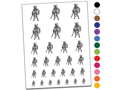 Armored Skeleton Monster Dungeons Dragons Temporary Tattoo Water Resistant Fake Body Art Set Collection