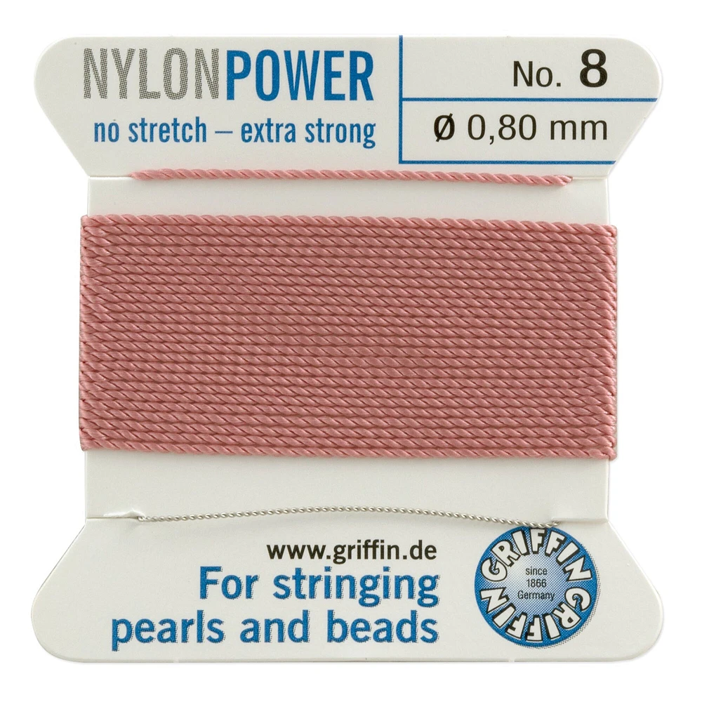 #8 Dark Pink Griffin Nylon Bead Cord (2 Meters)