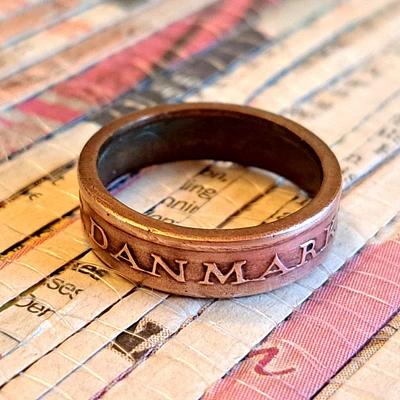 DENMARK Coin Ring Made with Genuine Danish Foreign Coin Unique and Meaningful Anniversary Birthday Gift for Wife Friend Family Tree Heritage