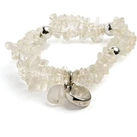 Earth's Jewels Semi-Precious Natural Crystal Quartz Clear 2-Strand Bracelet, Circle Charm