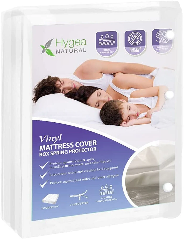 Hygea Natural 6 Gauge Vinyl Bed Bug Mattress/Box Spring Cover- King Size 78"x80"x9"