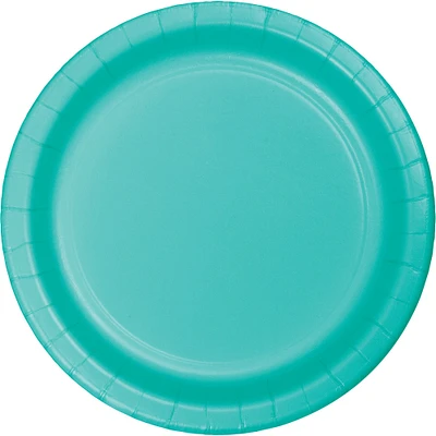 Party Central Club Pack of 240 Decorative Teal Lagoon Disposable Round Luncheon Plates 7"