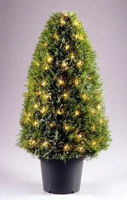 National Tree Company 42" Pre-Lit Artificial Potted Upright Juniper Tree - 100 Clear Lights