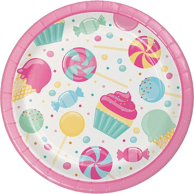 Party Central Club Pack of 96 Pink and Blue Cupcake Round Disposable Luncheon Plates 7"