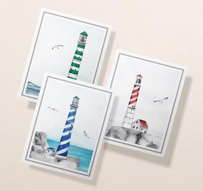 Lighthouse Note Cards Set | Nautical Sympathy Greeting Cards | Assorted Coastal Cards | Blank Cards with Envelopes | Set of 12, 24