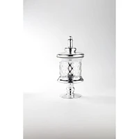 CC Home Furnishings 13.5" Silver Mesh Designed Glass Jar with Finial Lid