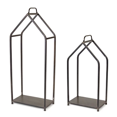 Melrose Set of 2 Brown and Black Traditional Firewood Frames 43.5"