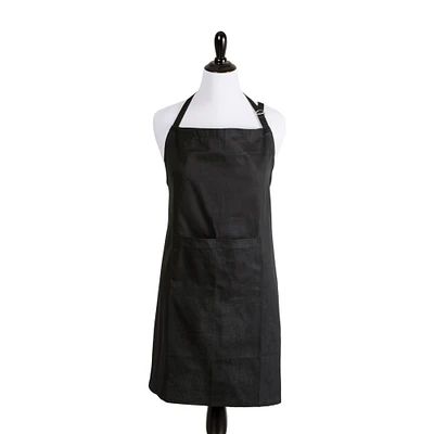 CC Home Furnishings 38" Black Solid Patterned Woven Kitchen Chef Apron