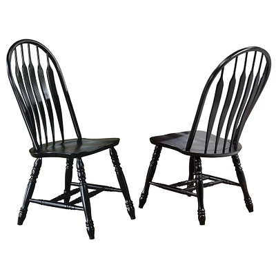 The Hamptons Collection Set of 2 Black Antique Comfort Back Dining Chairs