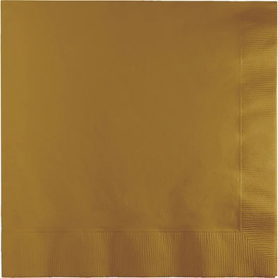 Party Central Club Pack of 240 Glittering Gold Square Solid Disposable Party Luncheon Napkins 6.5”