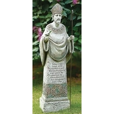 Roman 26.5" St. Patrick with Irish Prayer Religious Outdoor Garden Statue