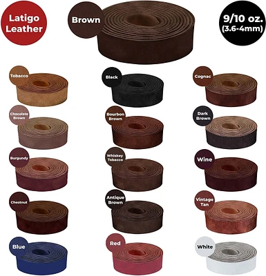 ELW 9-10 oz (3.6-4mm) Latigo Leather Straps Belt Grade 50" Cowhide Strips Heavy Duty Holsters, Sheathes, Harness, Saddle, Armor