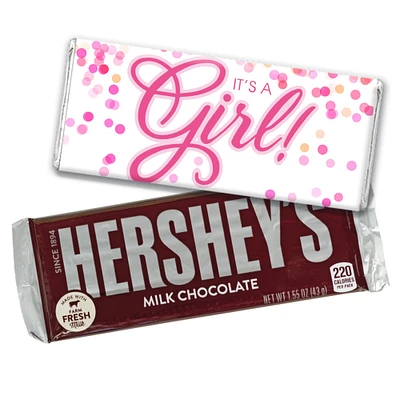 It's a Girl Baby Shower Candy Party Favors Wrapped Hershey's Chocolate Bars by Just Candy (12, 24 or 36 Pack)