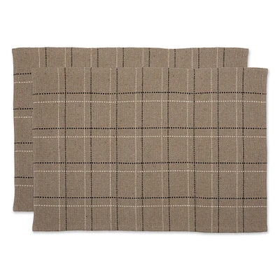 Contemporary Home Living Set of 2 Brown Variegated Decorative Rectangular Yarn Rug, 36"